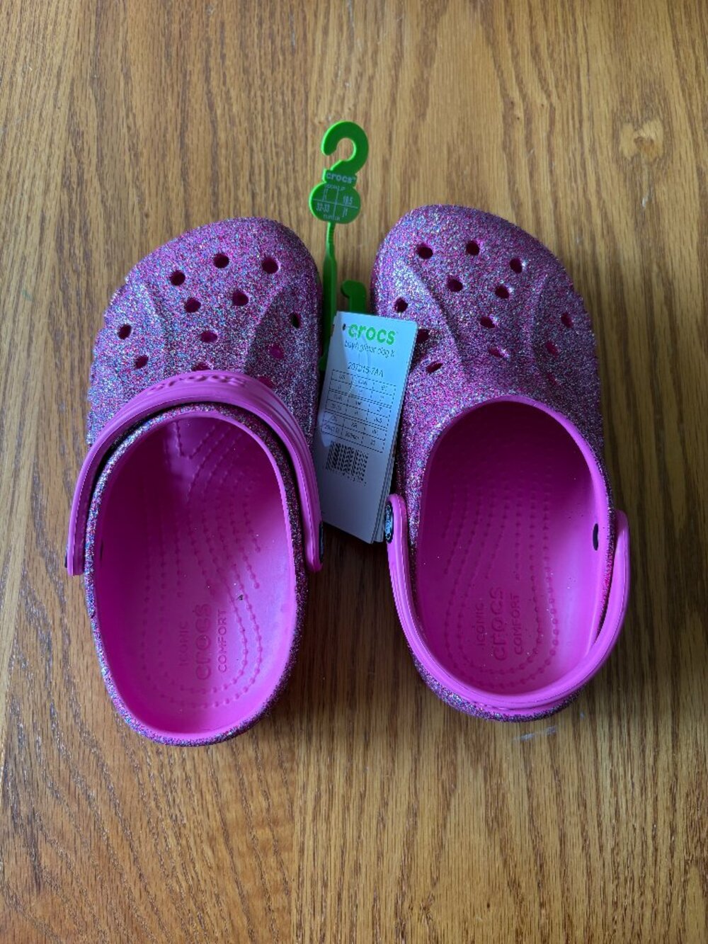 NWT Crocs Kids Baya Glitter Clogs Pink Kids 1 Sparkle